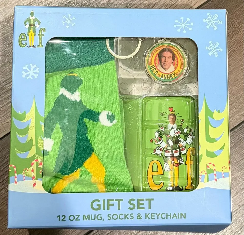 ELF Mug,Socks & Keychain Gift Set NIB